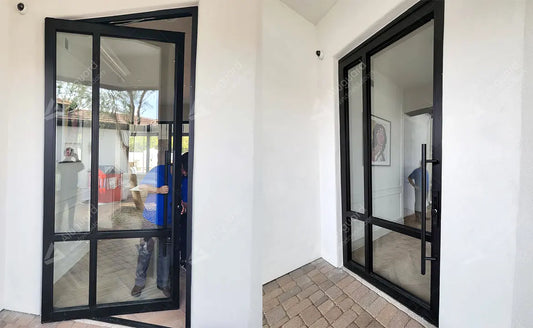 Aluminum glass pivot door feedback from U.S. customer