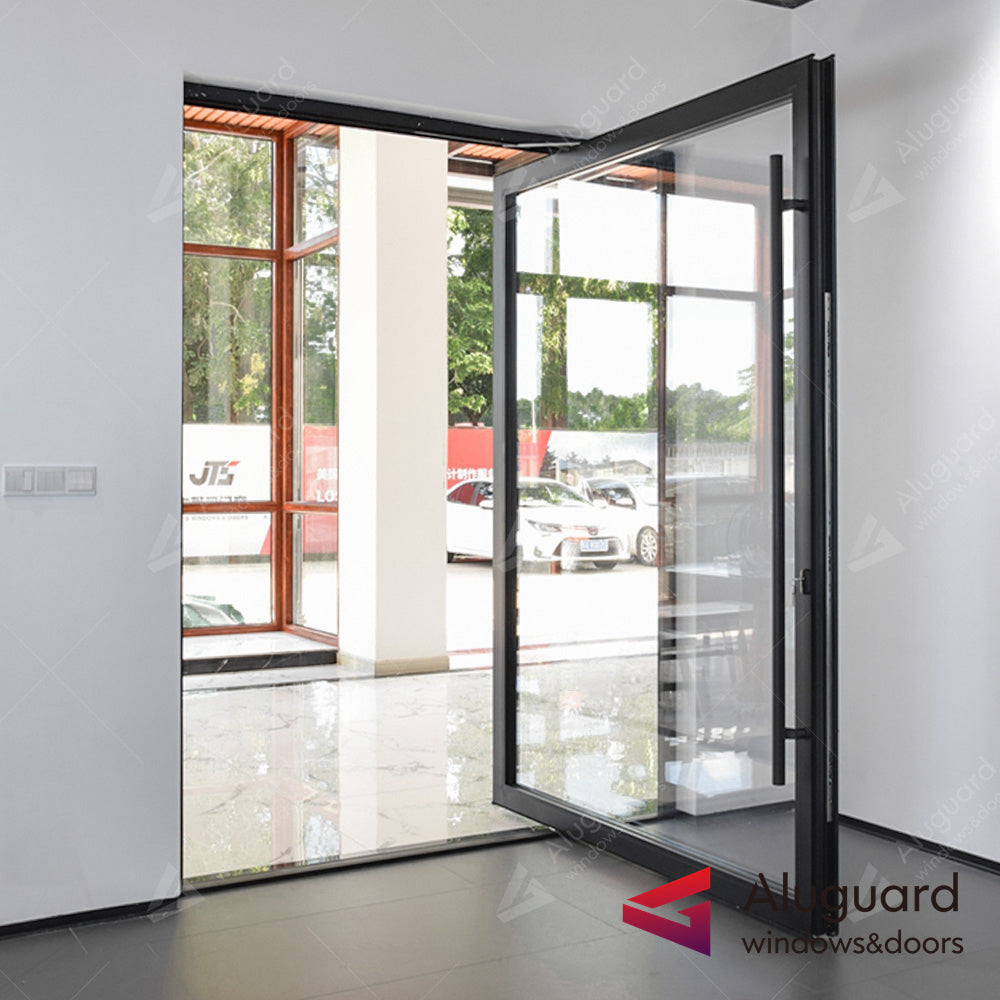 Customized Minimalist Aluminum Glass Patio Pivot Doors