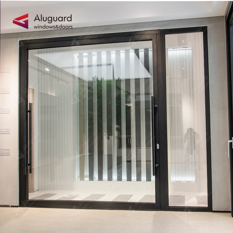 Customized Minimalist Aluminum Glass Patio Pivot Doors