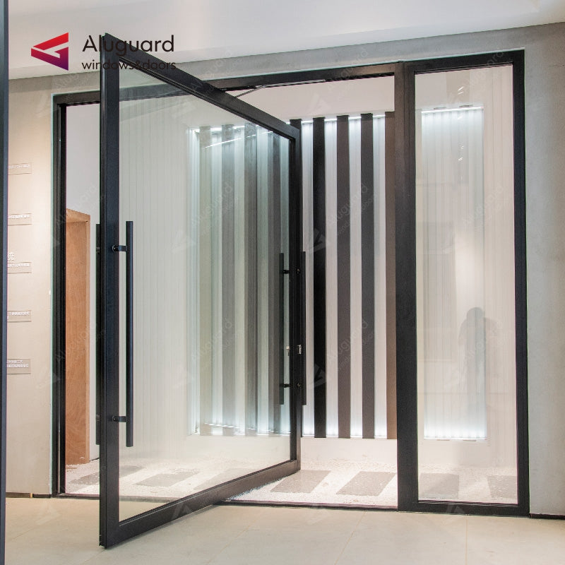 Customized Minimalist Aluminum Glass Patio Pivot Doors