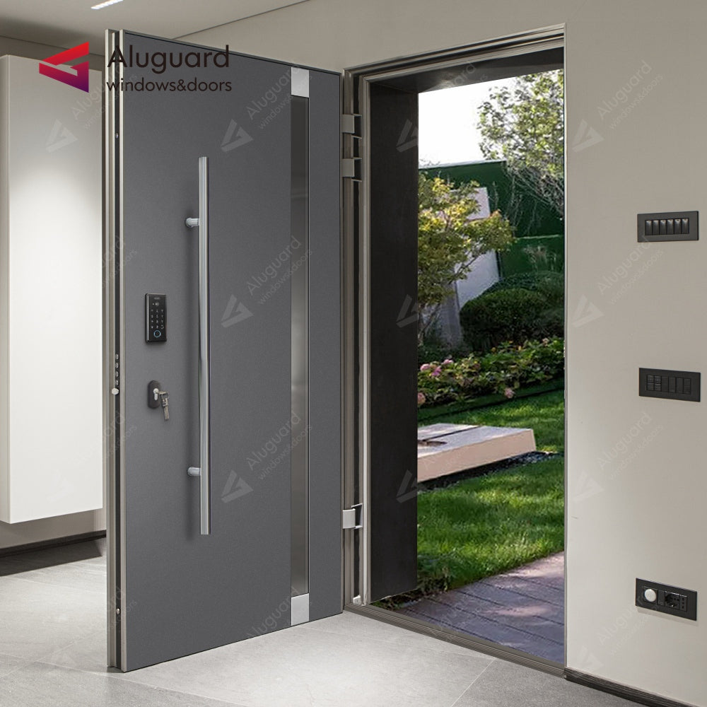 Customized Minimalist Customized Aluminum Panel Concealed Hinges Entrance Doors