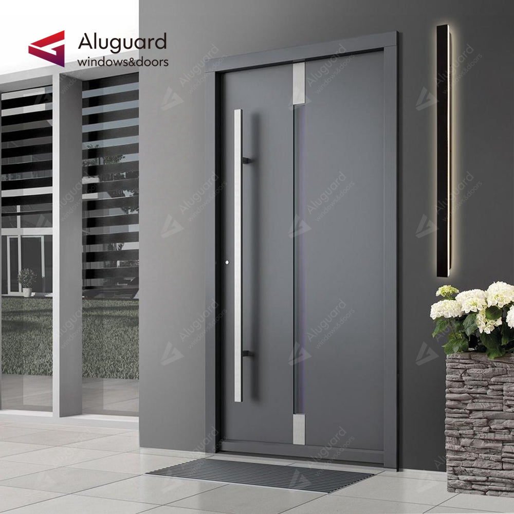 Customized Minimalist Customized Aluminum Panel Concealed Hinges Entrance Doors