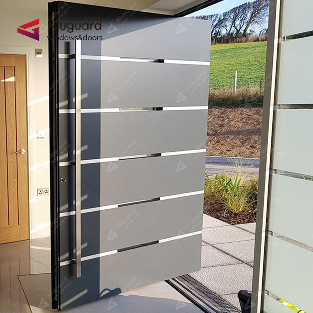 Customized Minimalist Customized Aluminum Panel Pivot Entrance Doors