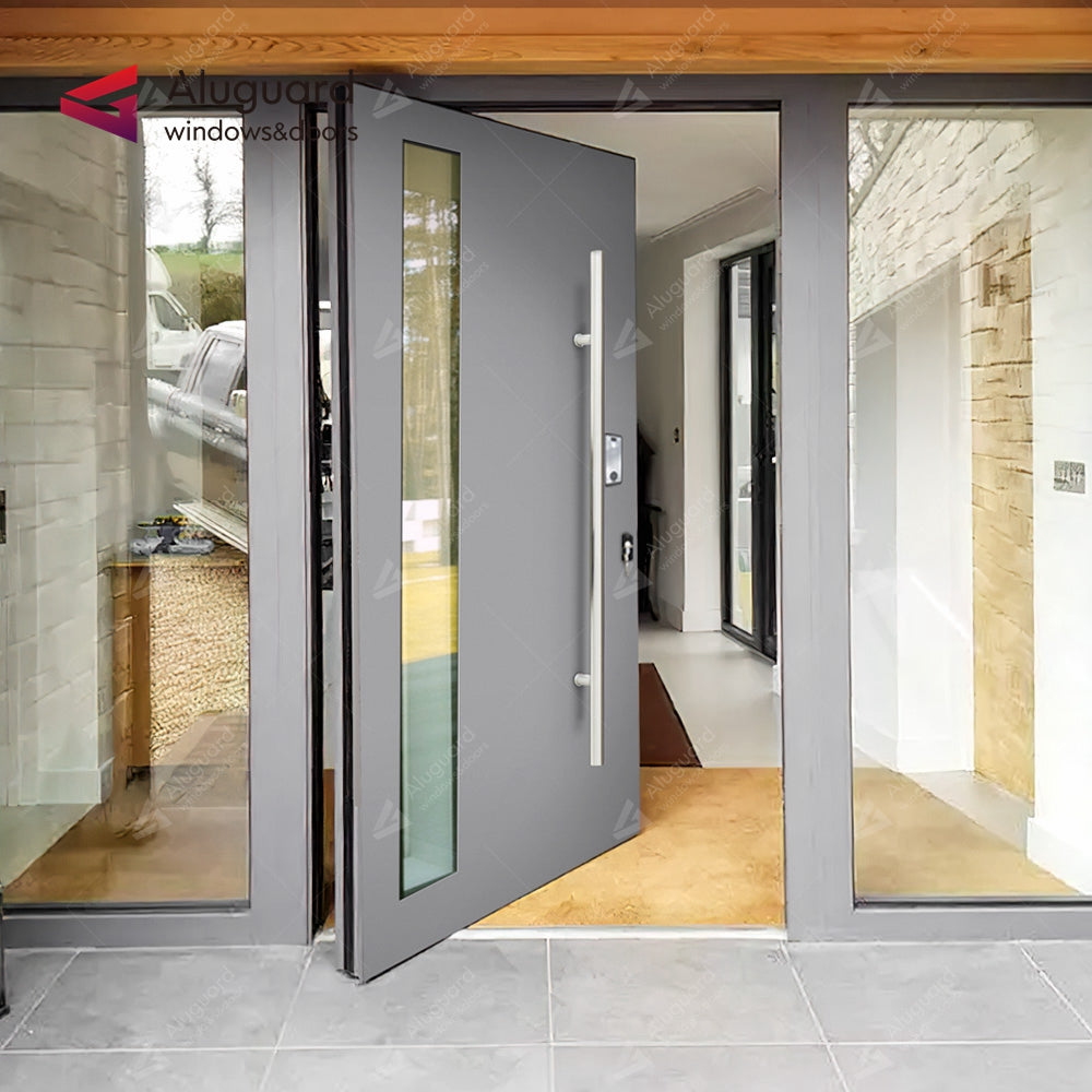 Customized Minimalist Customized Aluminum Panel Pivot Entrance Doors